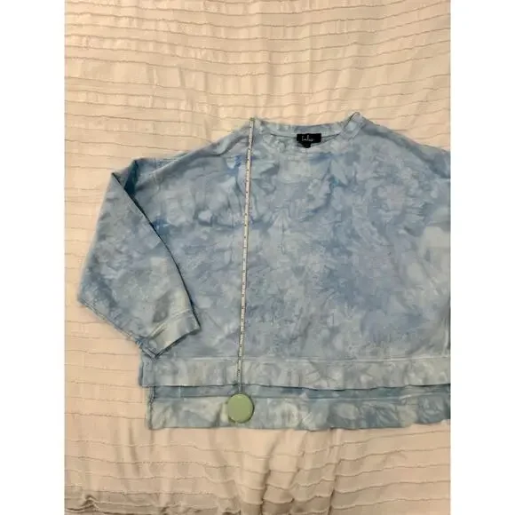 Lulus Ice Wash Tie Dye Crewneck Sweatshirt Blue Women’s Large Cloudcore Coastal - Picture 6 of 14